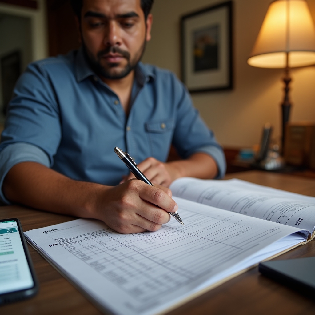 Participant working through an accompaniment program exercise with notes