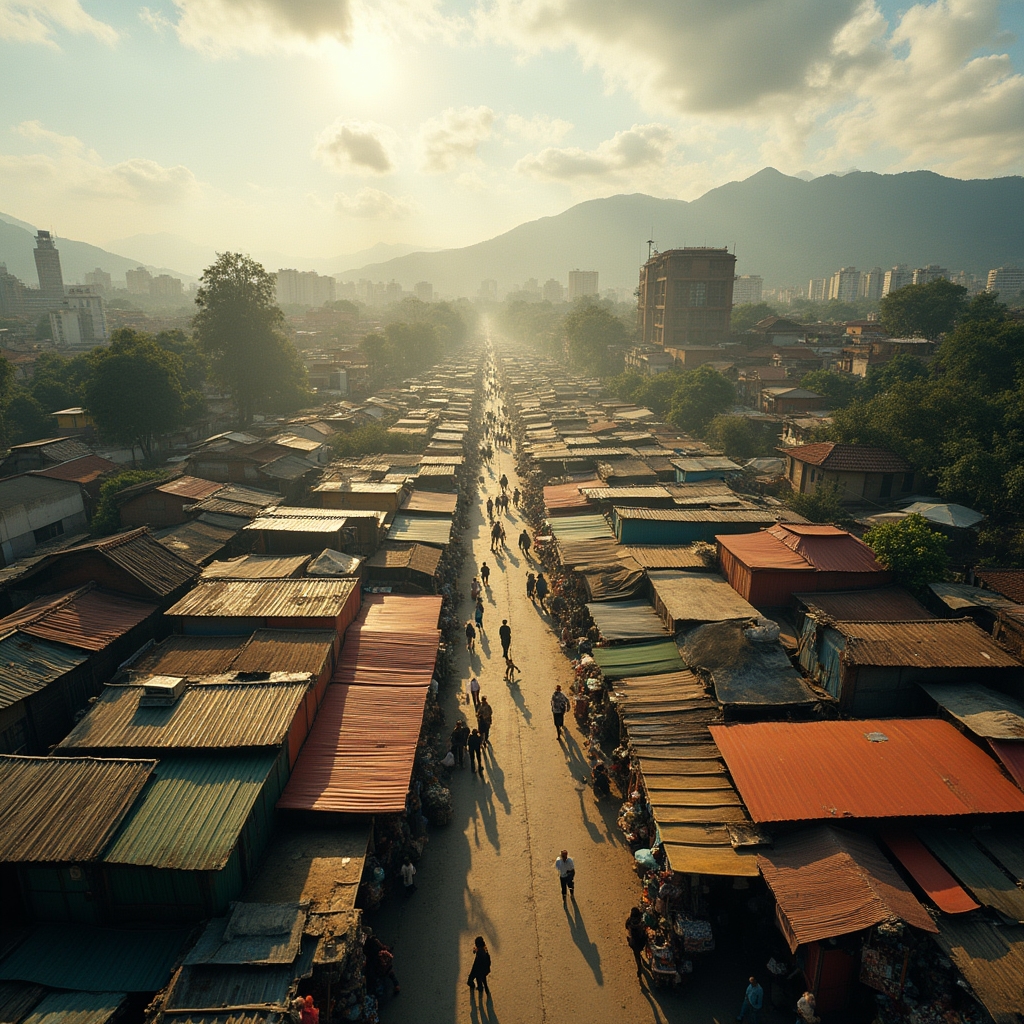 Aerial view of a Bogotá market district